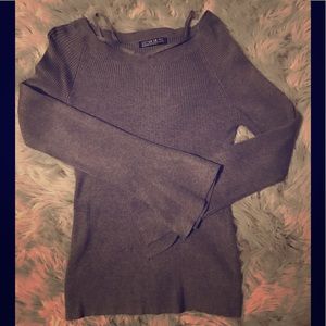 Gray Shirt with Bell Sleeves